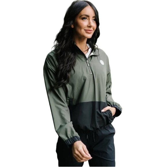 Ziya Active‎ 1/4 Zip Windbreaker PullOver Green S - Picture 1 of 9